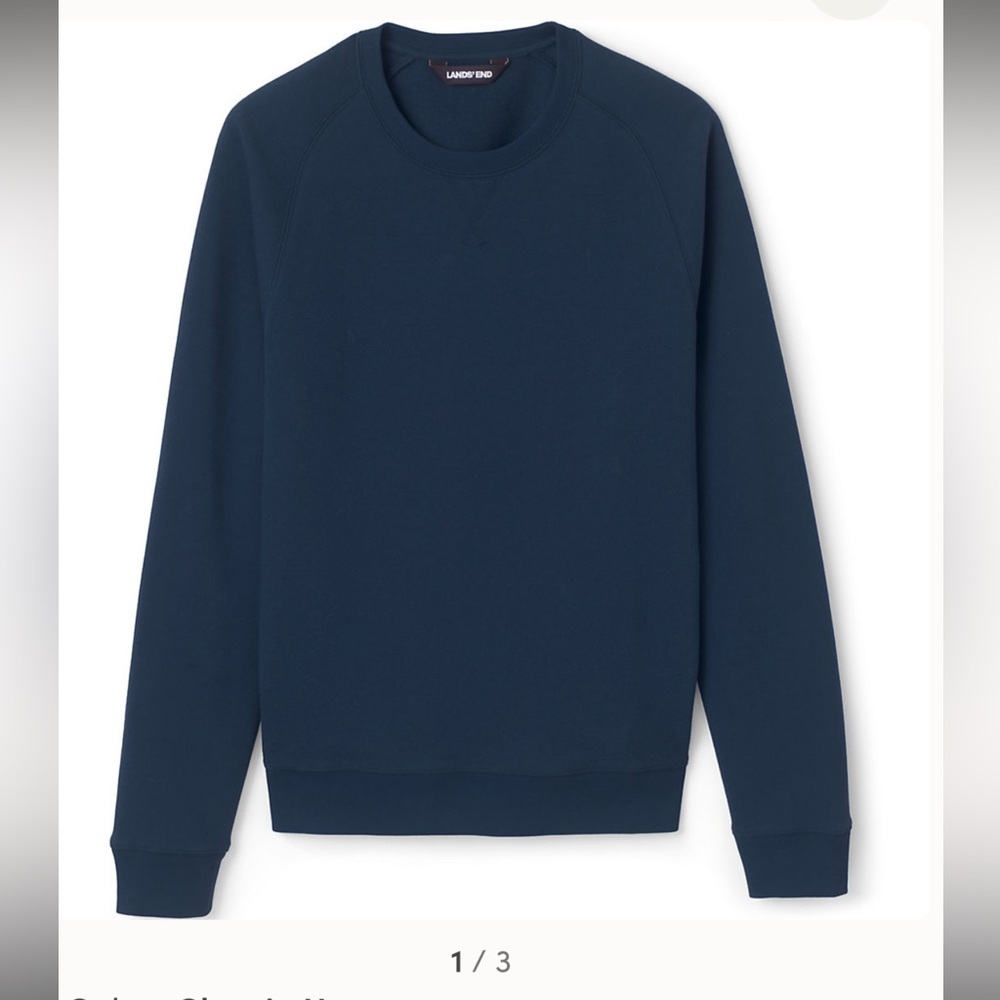 NWT lands end crew sweatshirt in true  navy size large